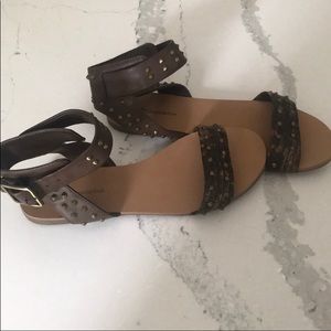 BCBGeneration Boho Brown Ankle Wrap Sandals